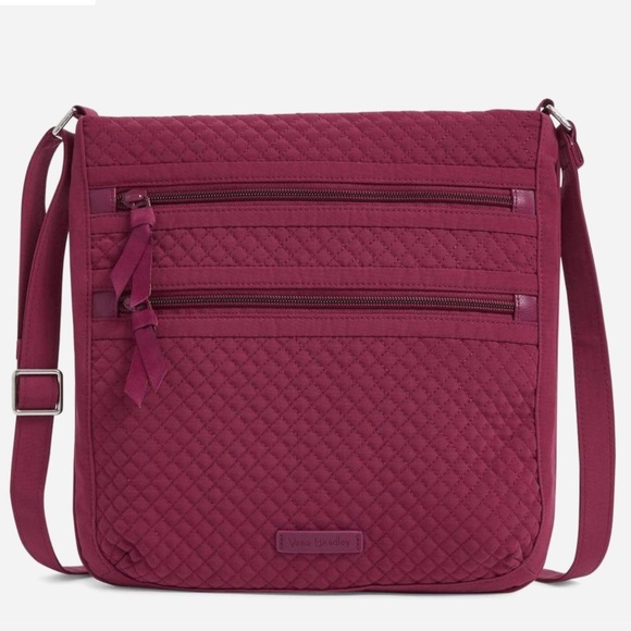 Vera Bradley Handbags - Vera Bradley Triple Zip Hipster Crossbody Purse Raspberry Radiance